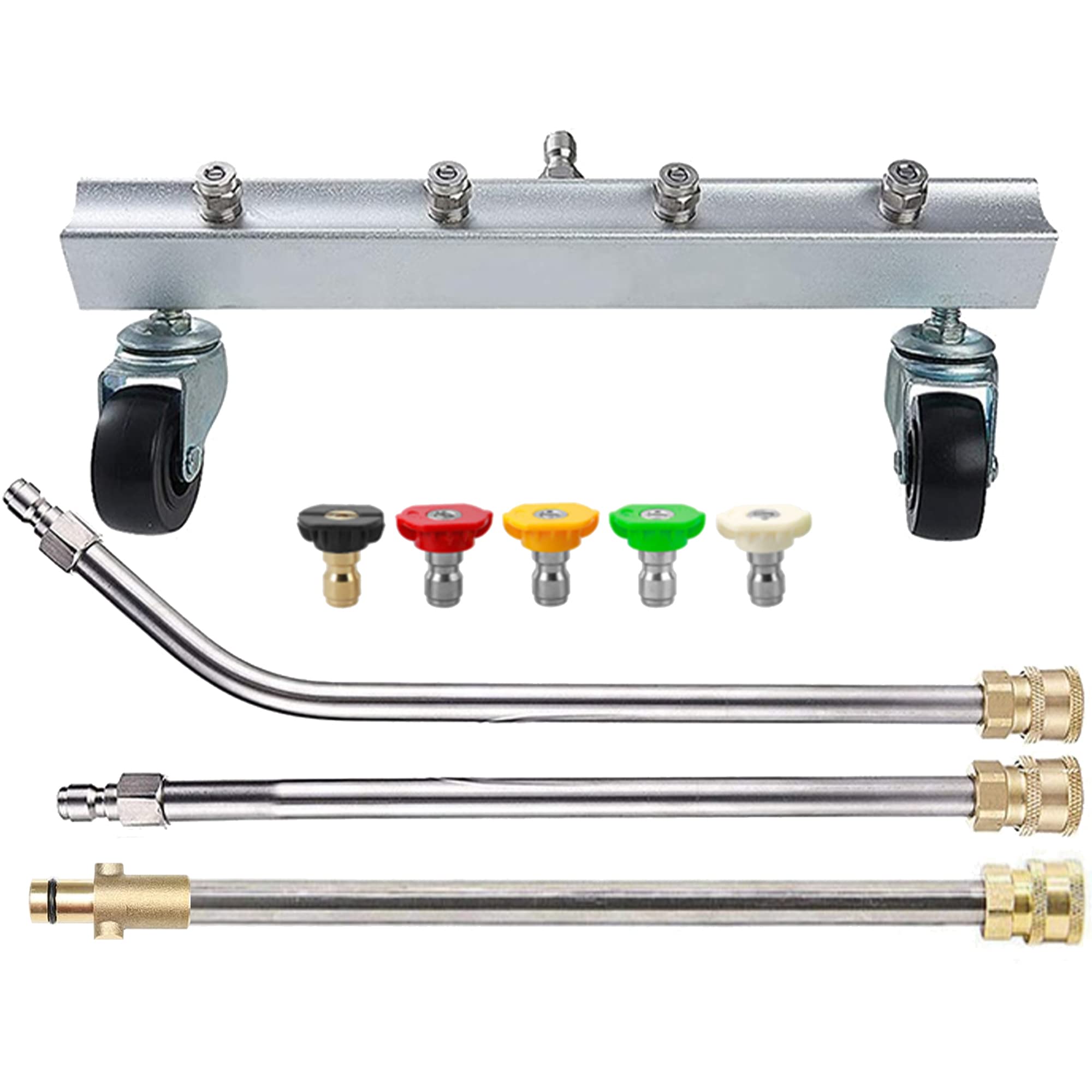 Pro-Kleen Silver Nilfisk Gerni Compatible Chassis Cleaner And Lance Compatible With Nilfisk Gerni Pressure Washers With 5 Spray Jet Adaptors - Underbody Undercarriage