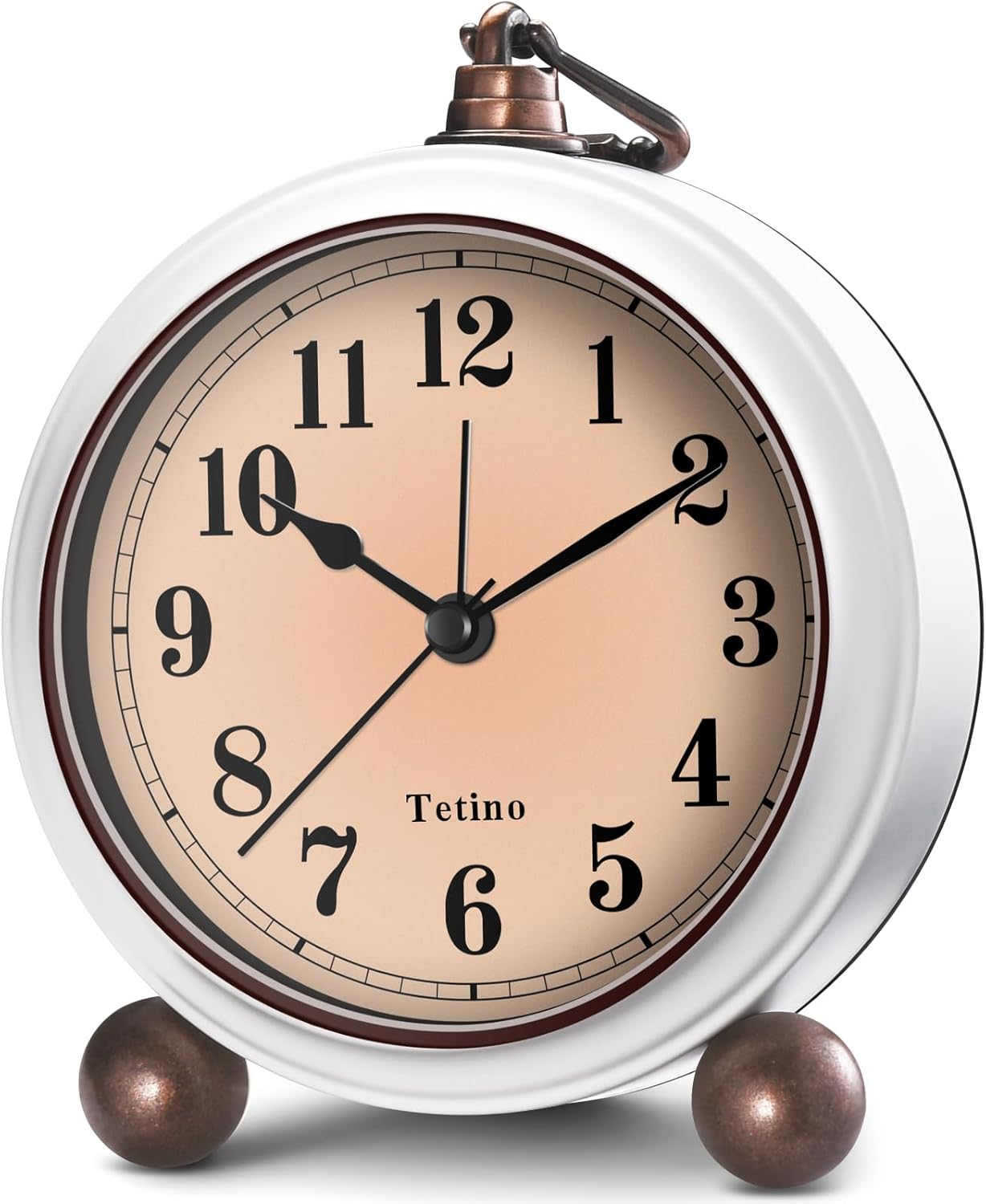 Reloj despertador analógico, reloj de escritorio alimentado por batería con luz nocturna, silencioso, sin tictac, reloj despertador de diseño retro