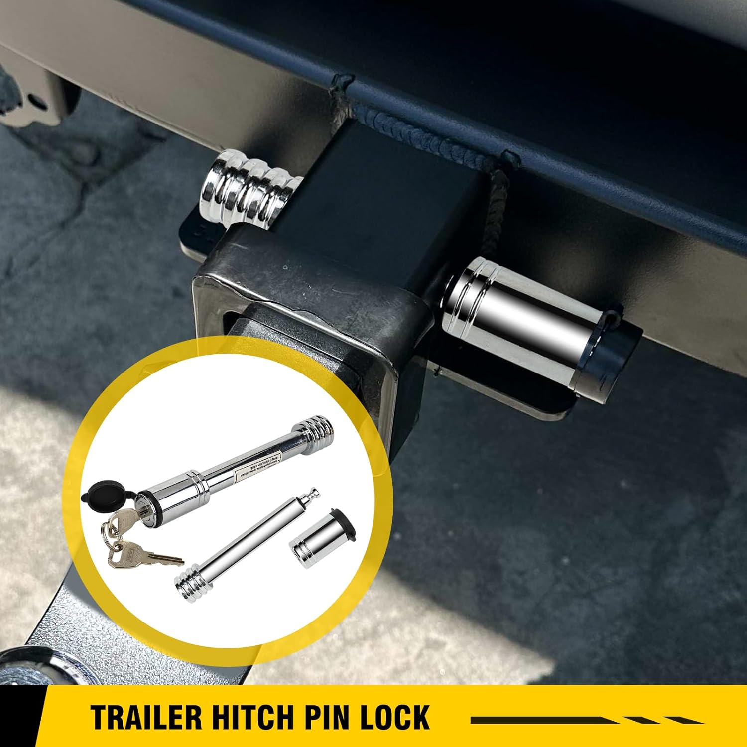 3mirrors Trailer Hitch Locks - Ball Hitch Lock + 2 Hitch Pin Lock Fits 1-7/8 Inch, 2 Inch, 2-5/16 Inch Couplers for Trailer Truck Car Boat