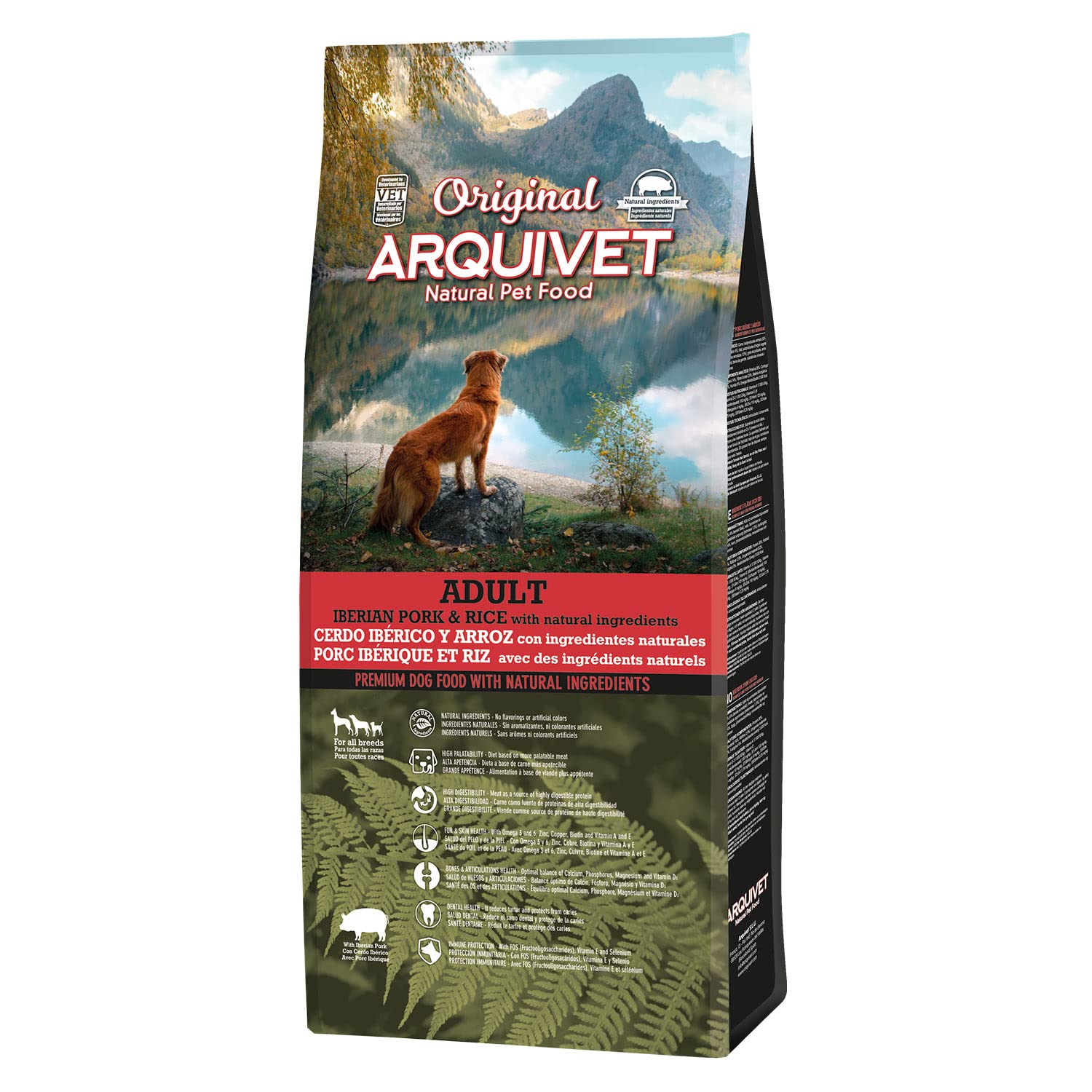 Arquivet Original Adult 12 Kg - Pienso para Perros Adultos - Cerdo ibérico Y Arroz, 1 Unidad (Paquete de 1)