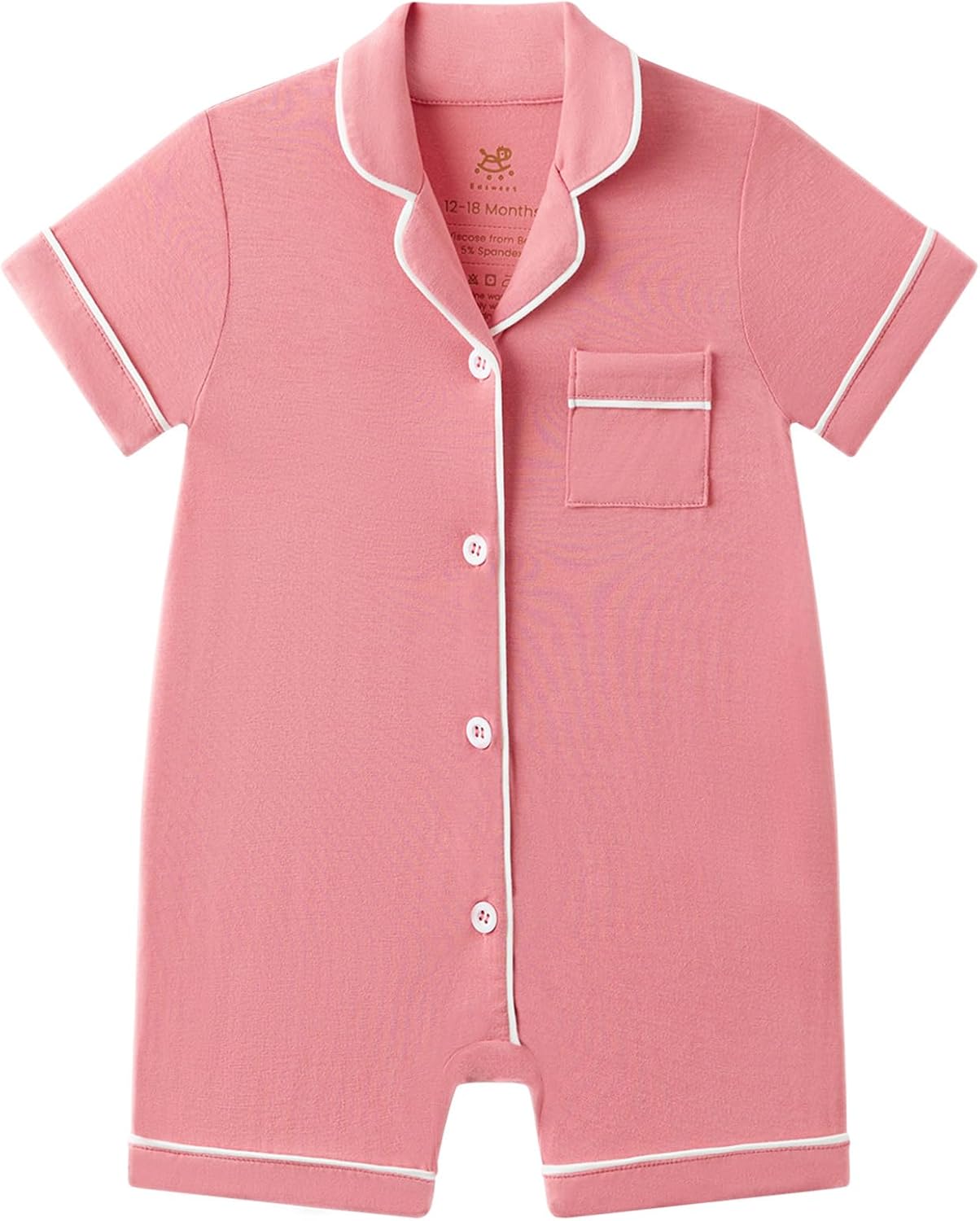 Baby Girl Bamboo Viscose Pajamas Button Down One Piece Rompers Infant Short Sleeve Jumpsuit