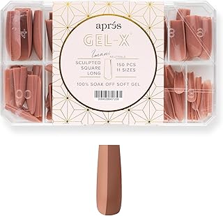 Apres Neutrals Gel-X Imani Box Of Nail Tips, 11 Sizes 00-9, Soft Gel Tip Box (150pcs) (Sculpted Square Long, 150)
