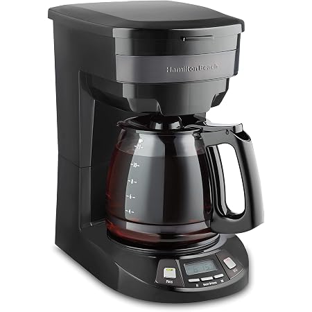 Amazon.com: Hamilton Beach Cafetera programable, capacidad de 12 tazas,  detalles de acero inoxidable negro, (46293) : Hogar y Cocina