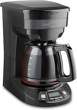 Hamilton Beach 12 Cup Programmable Drip Coffee Maker | Regular & Bold Brew Options | Auto Pause and Pour | Glass Carafe | Black Stainless | 46293J