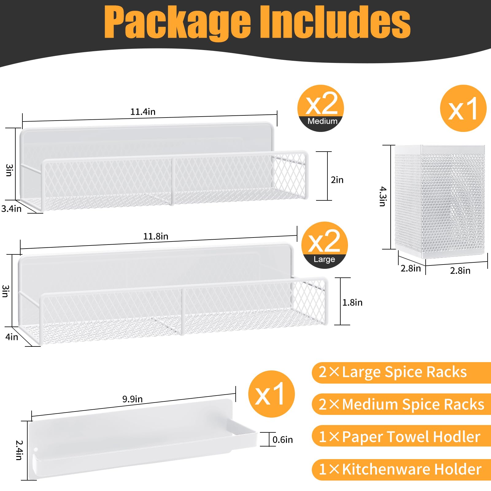 DTUQYX Magnetic Spice Rack for Refrigerator 6 Pack Metal Magnetic Shelf White, Moveable Spice Organizer - Image 2