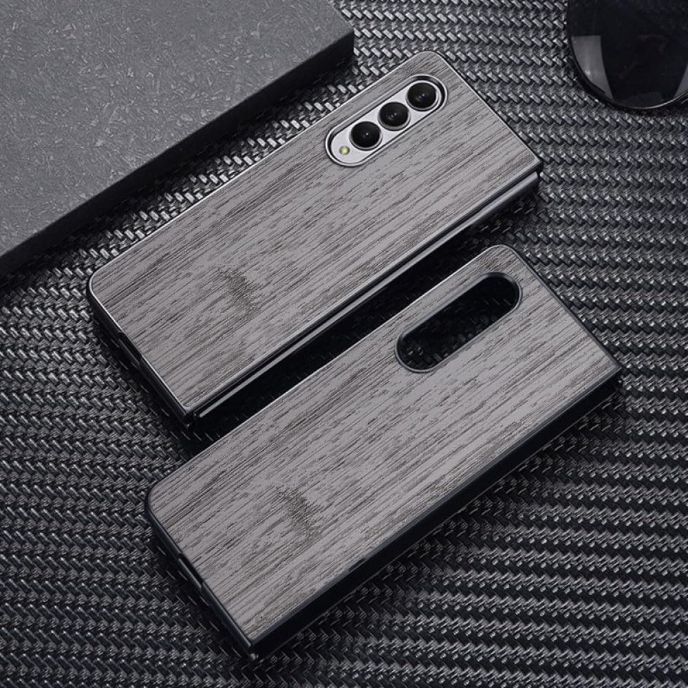 Case for Samsung Galaxy Z Fold 3 4 5 5G Fold5 funda Bamboo Wood Pattern Leather Cover Luxury for Galaxy z fold 4 case,Coffee,for Z Fold 4