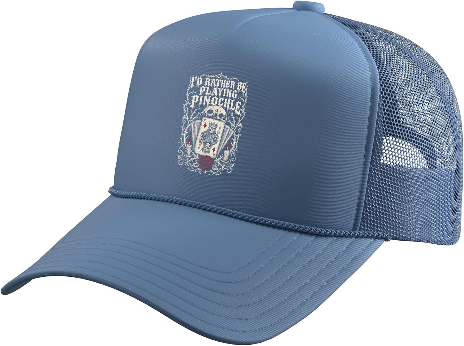 Id Rather Be Playing Pinochle Funny Card Game Gift Trucker Hat with Adjustable Mesh Back