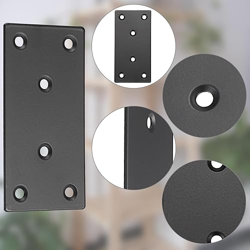 Miniatura 5 de Sumnacon 12 unids 3.9* 2.0 in) soportes de acero inoxidable planos rectos reparación placas reparación soporte de fijación negro