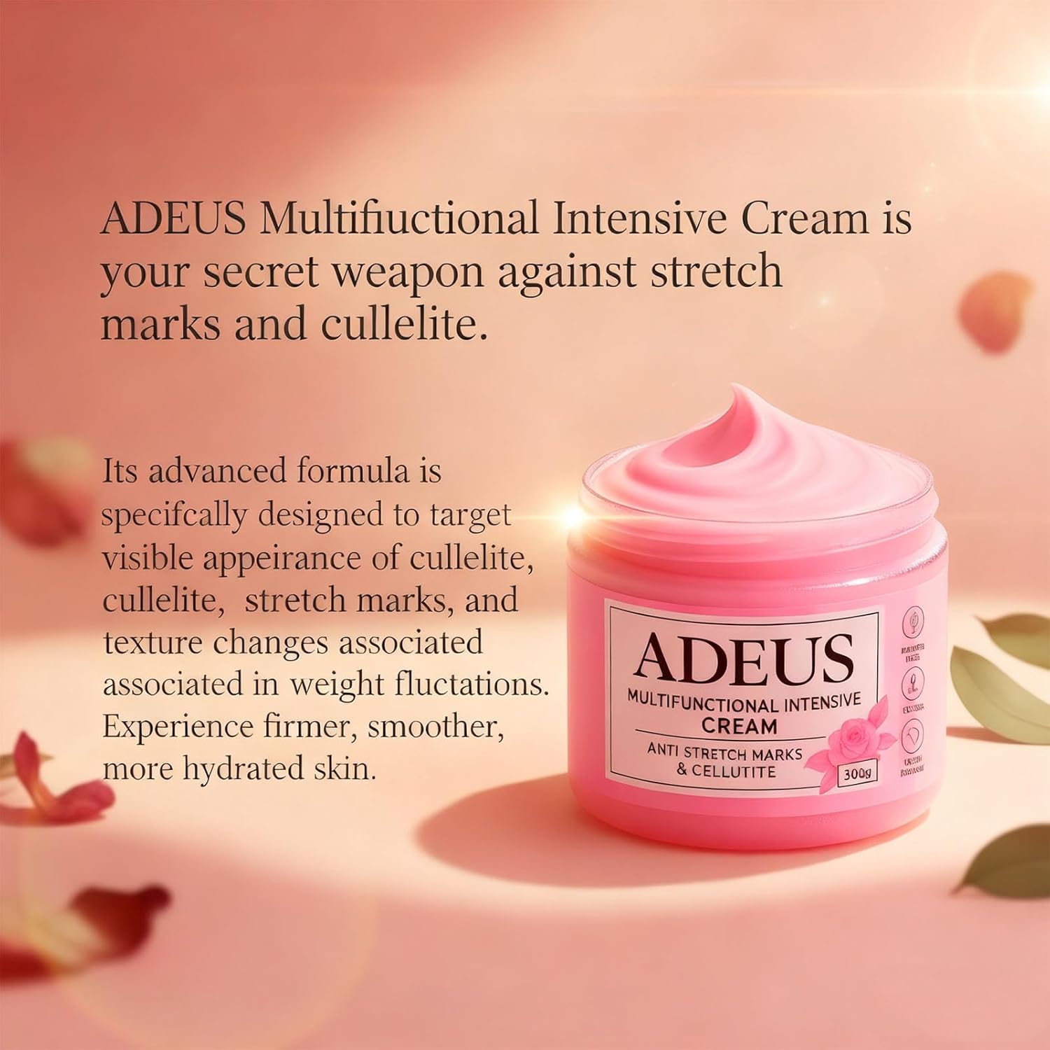 ADEUS Multifunctional Intensive Cream – Smooth & Tighten Skin – Targets Stretch Marks, Cellulite & Sagging Skin – Deep Nourishing & Elasticity-Boosting Formula for Women (10oz) (1)