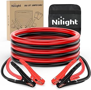 Nilight 8 Gauge 12FT 250A Car Battery Jumper Cables Kit | Booster Jump Start Cable with Storage Bag for Jump Starting Dead or Weak Batteries for Pickup Vans SUV Sedan Motorcycle
