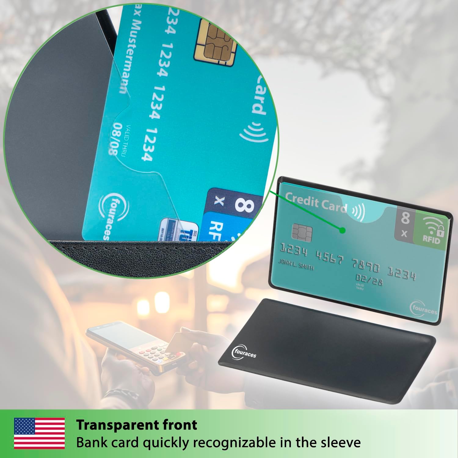 rfid blocking sleeves, 8 pieces - credit card protector - card blocker for bank card, anti fraud nfc card holder