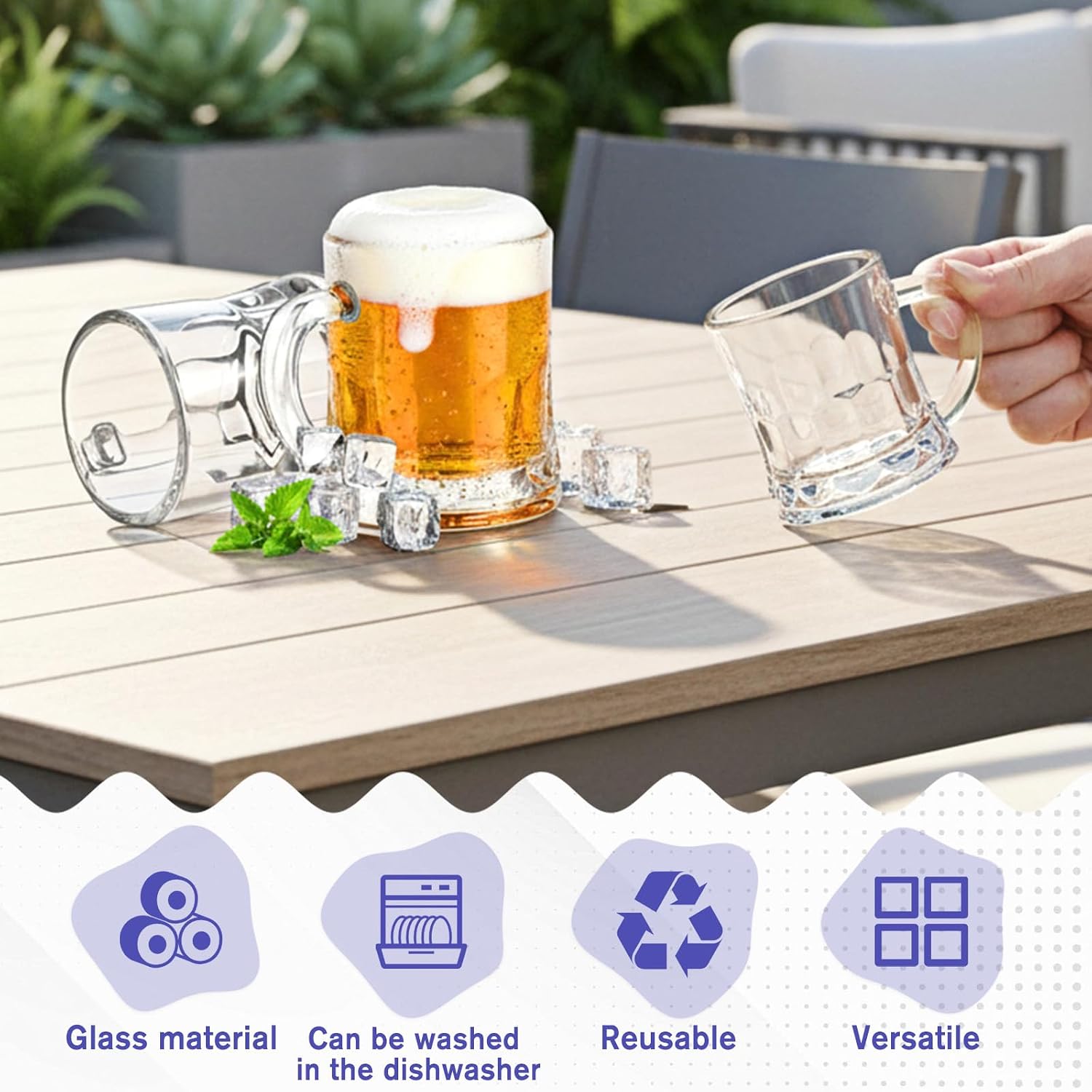 12 Pcs 2 oz Mini Beer Mugs, Heavy Base Clear Shot Glass Mugs Bulk with Handles for Beer Whiskey Tequila Vodka