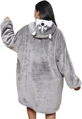 Miniatura 2 de Moinlizy Manta con capucha para mujer, manta de gran tamaño, acogedora sudadera para adultos, cálida manta Sherpa con capucha para mujeres y