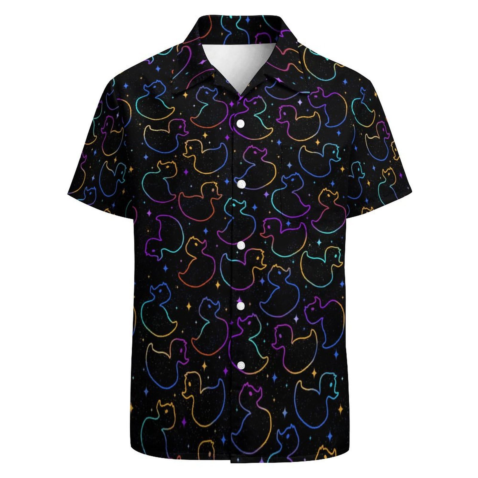 GADZILLE Duck Shirt for Men Funny Duck Hawaiian Shirt Aloha Beach Party Shirts, Duck Neon, Medium