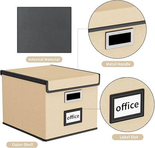 Vista 177 de Huolewa Caja organizadora de archivos con tapa, organizador de carpetas de archivos plegable para almacenamiento de documentos de oficina, caja