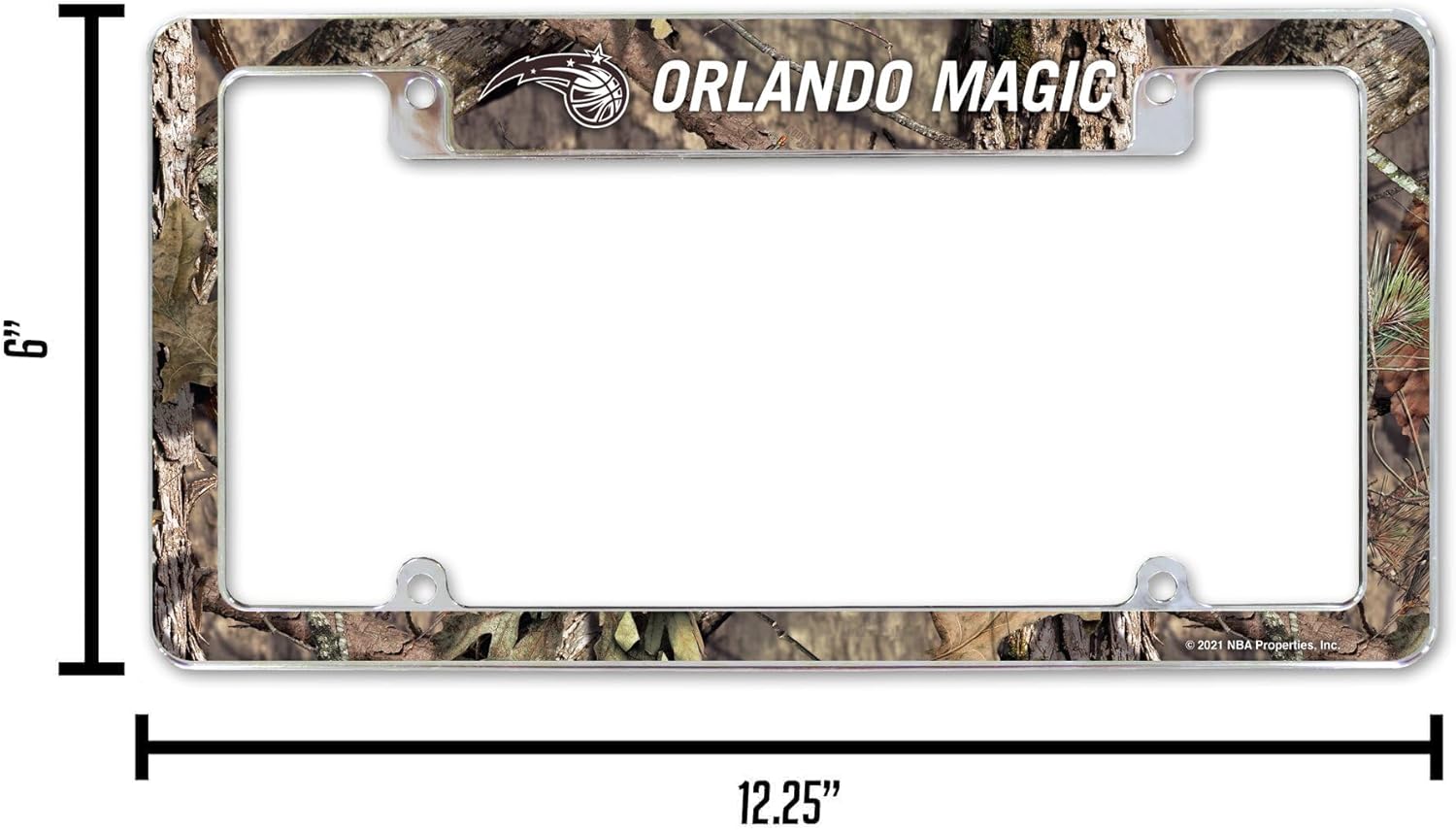 Orlando Magic Chrome Metal (Set of 2) License Plate Frames with Bold Mossy Oak Camouflaged Camo Design