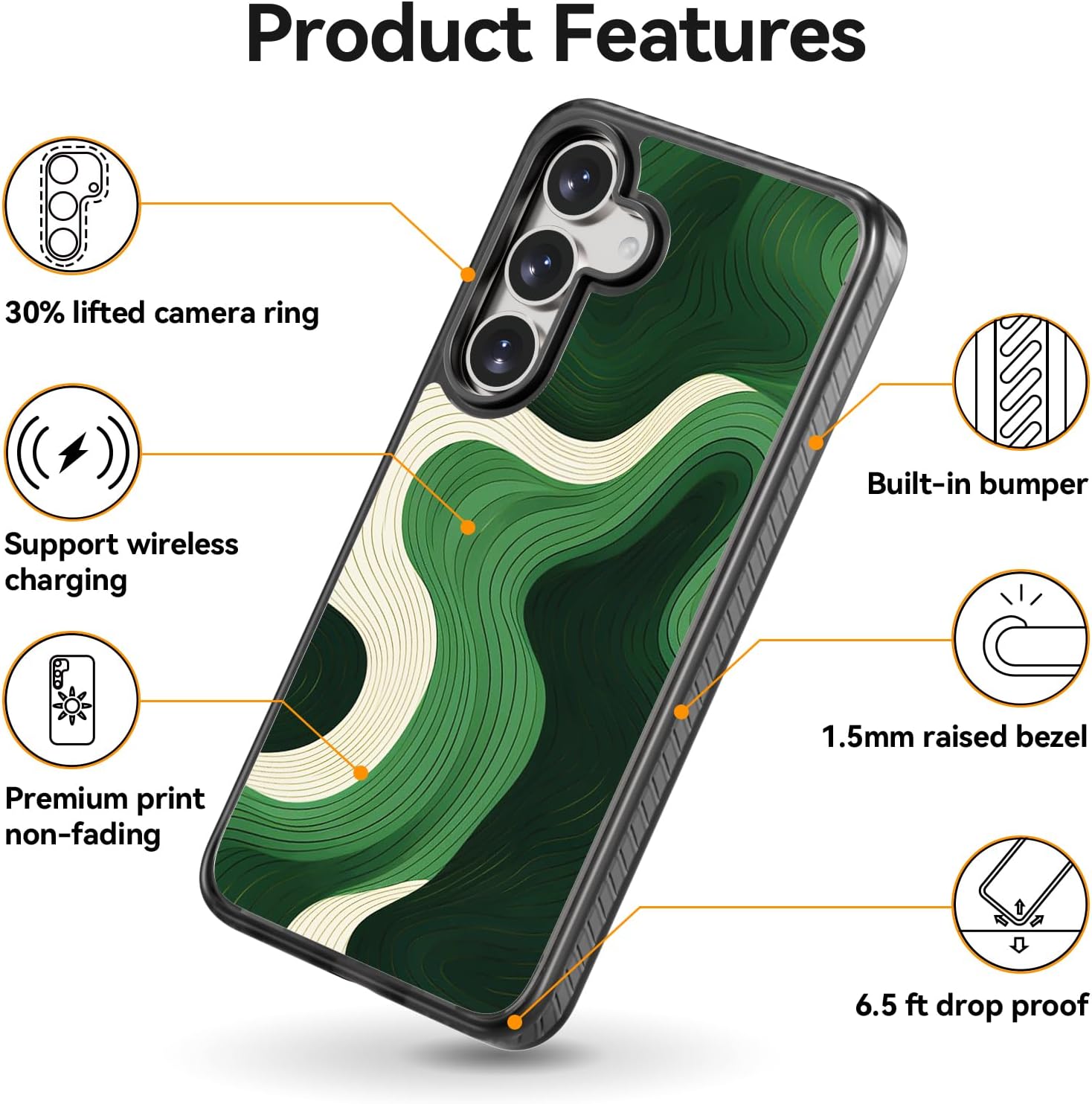 Rosarnnah Magnetic for Samsung Galaxy S25 Magsafe Case Cute Aesthetic - Durable Shockproof 6.6 ft Drop Impact Phone Case Cover with Funny Fashion Cosmic Wave Design 6.2" Black