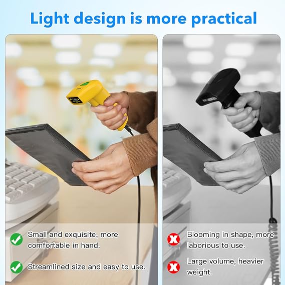 Symcode USB 1D Barcode Scanner, Handheld Wired CCD Laser Barcode Reader Scanner Supports Screen Scan UPC Bar Code Scanner for Warehouse, Library, Supermarket, POS