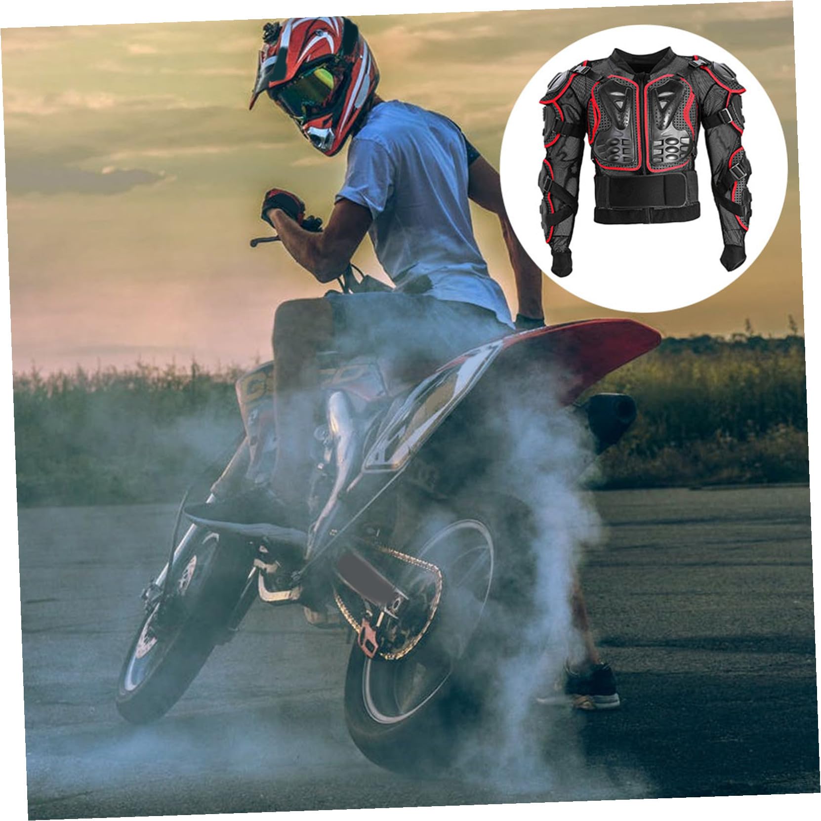 ORFOFE Gilet de Protection Moto Rouge Xl en Tissu et Mousse Anti-chute | Protections Dorsales et Lombaires Amovibles, Rembourrage Latéral Épais, Ceinture Élastique Réglable
