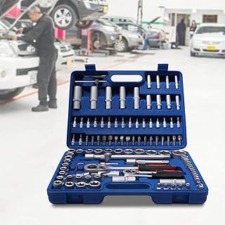 108Piece Socket Wrench And Metric 1/4 And 1/2 Drive Socket Set, Extension Bars, Sockets,Quick Release Reversible Ratchet Wrench , Fit Handymen, Mechanics, Machinists, and Automotive Repair Workers