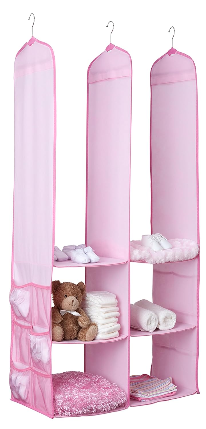 Delta Children Nursery Storage 24 Piece Set - Easy Storage/Organization Solution - Keeps Bedroom, Nursery & Closet Clean, Pink