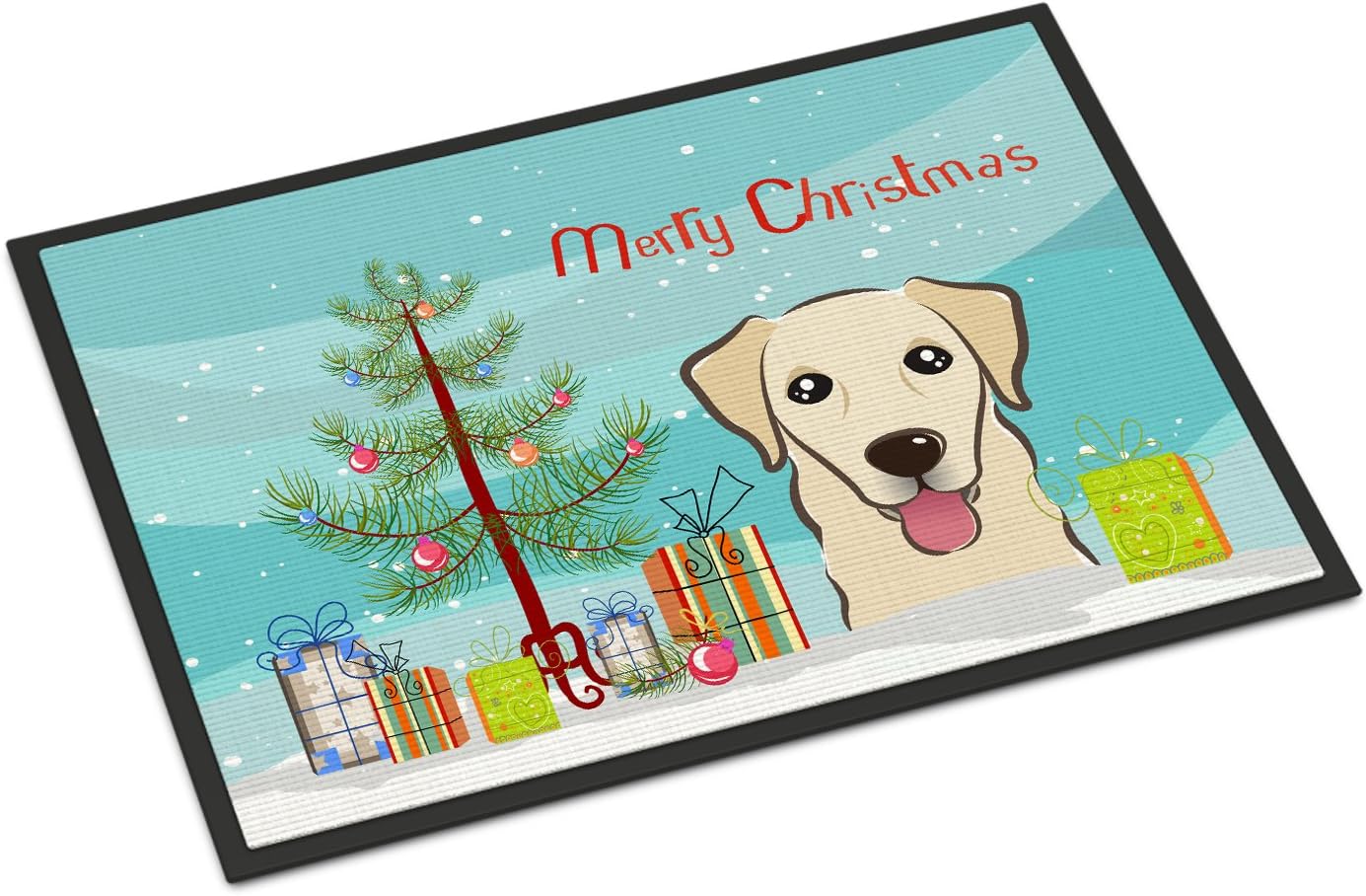 Caroline's Treasures BB1624MAT Christmas Tree and Golden Retriever Doormat 18x27 Front Door Mat Indoor Outdoor Rugs for Entryway, Non Slip Washable Low Pile, 18H X 27W