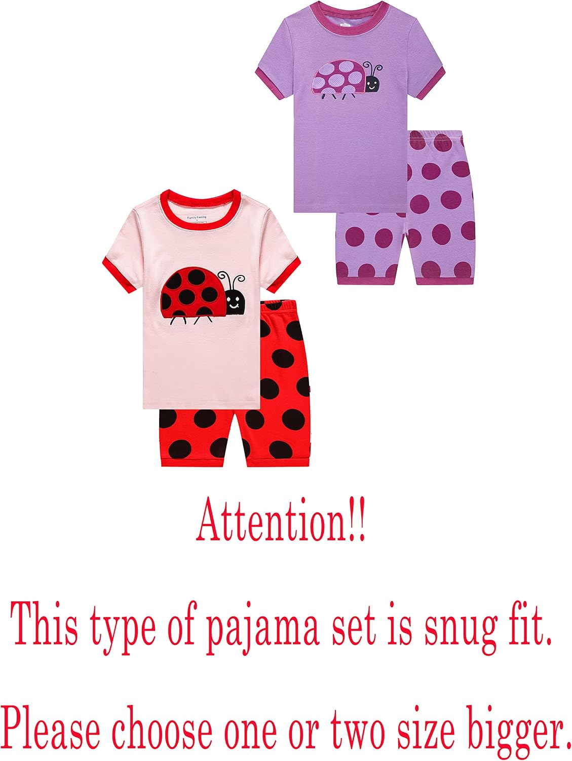 Family Feeling Giraffe Little Girls' Short Pajamas 100% Cotton Clothes
