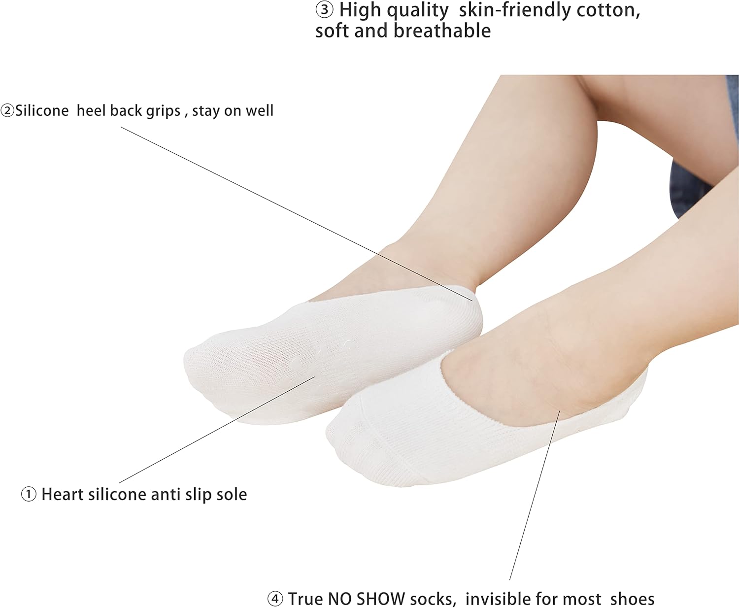 VWU Toddler Socks No Show Kids Baby Thin Cotton Socks Anti Slip Color Assorted 1-8T - Image 3