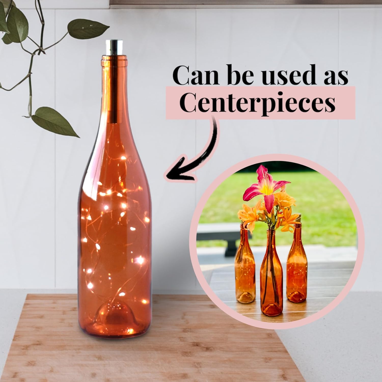 Orange Decorative Glass Bottles, 2 Pack, for Bottle Trees and Crafts