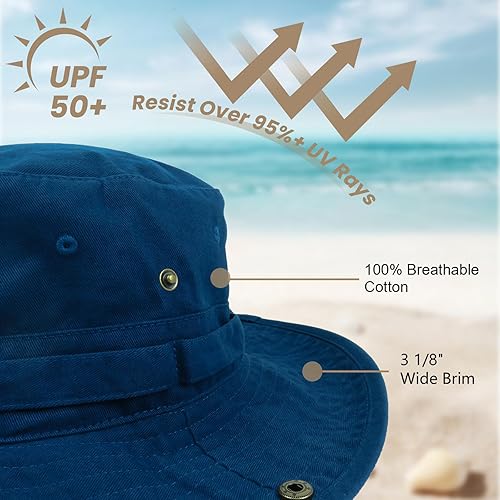 Miniatura 9 de Sombrero de pescador de ala ancha con protección UV, sombrero Boonie, sombreros de pesca, senderismo, safari, sombreros al aire libre para hombres y