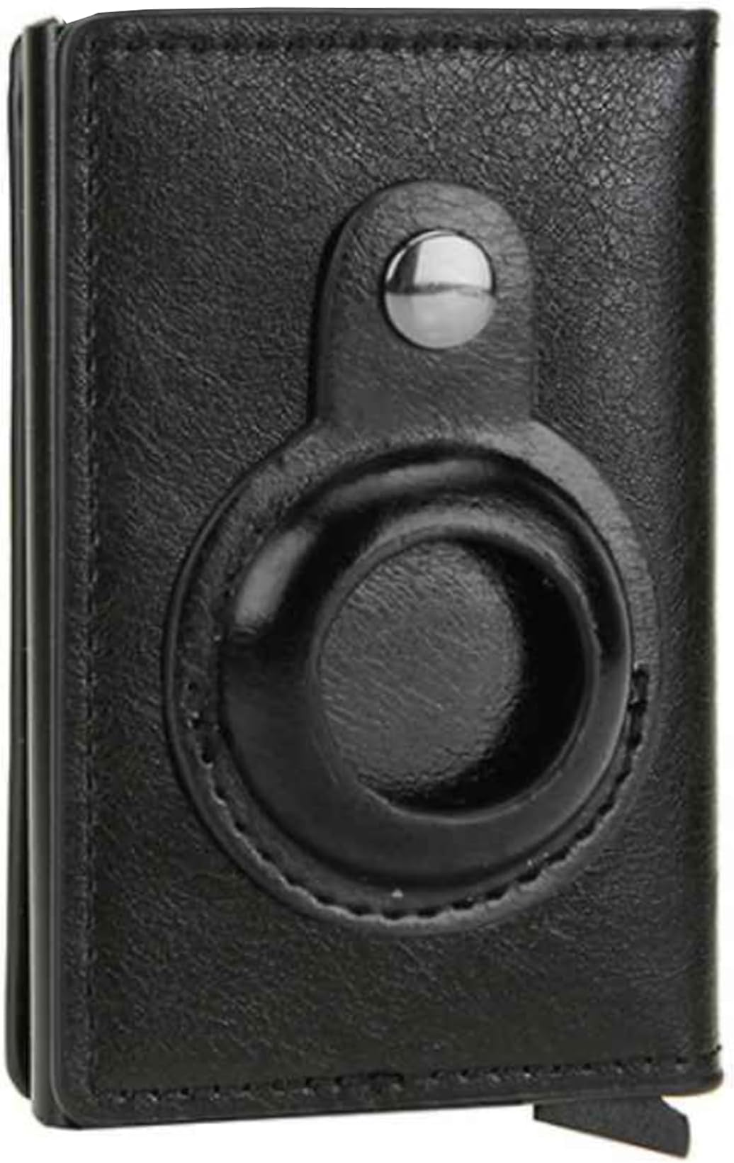 INKMILANMen's Slim Minimalist Smart AirTag Pop-up Wallet Credit Card Holder | RFID - Blocking Air Tag Wallet for Men (No Air Tag Included) (Black)