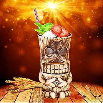 Tiki Tazze Cocktail Set - Ceramica Hawaiian Partito Tazze Drinkware, Carino Esotico Cocktail Bicchieri Tiki Bar Professionale Hawaiian Party Barware