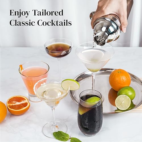 Miniatura 6 de X Home Juego de coctelera, juego de herramientas de barra de 3 piezas con jigger fácil de medir, cuchara mezcladora de 10 pulgadas, coctelera de 24