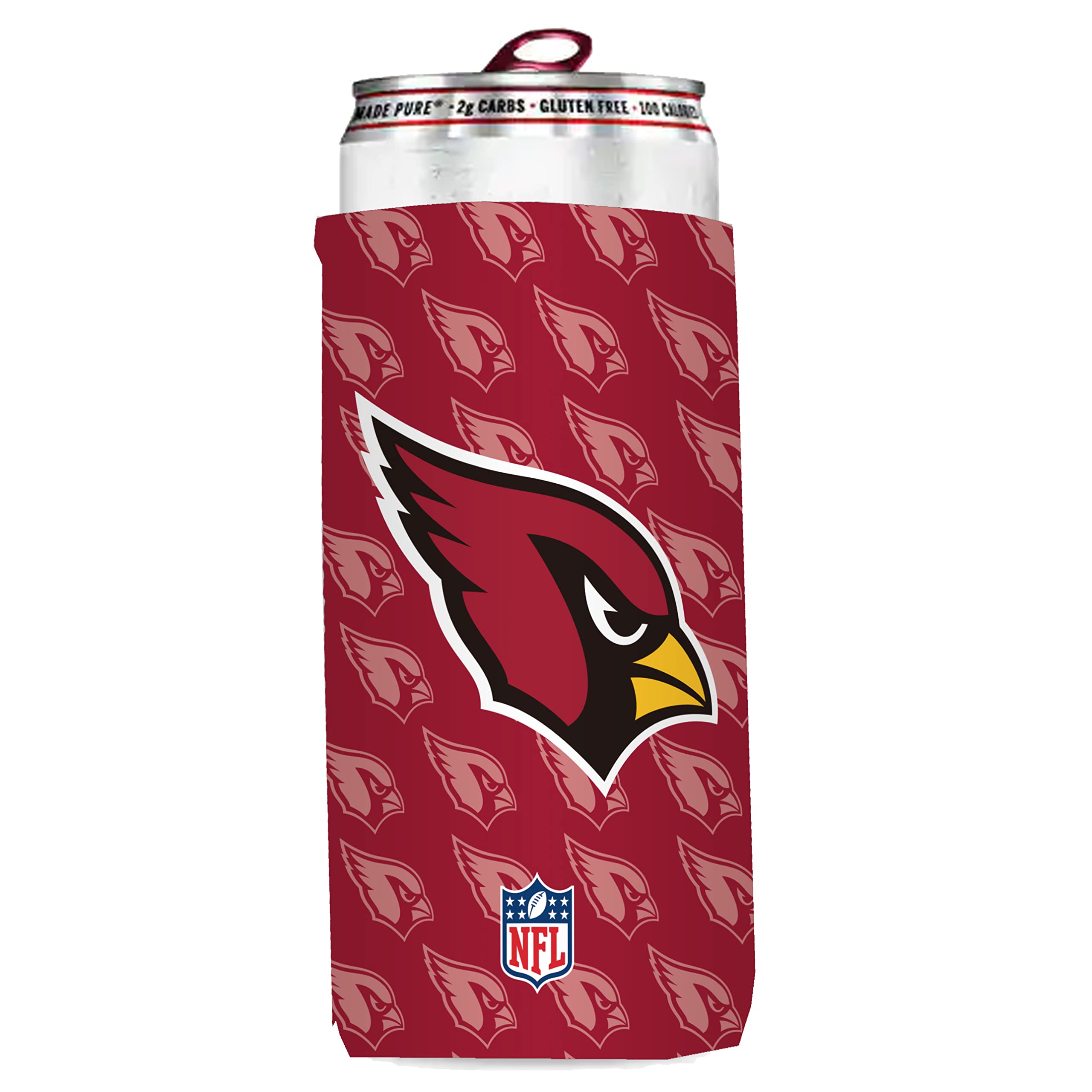 Bud Light & NFL Licensed Arizona Cardinals Premium Insulated Neoprene Slim Can Koozy Cover/Cooler Sleeve -Easy On Gameday Foldable Beverage Apparel for 12 Ounce Seltzer Cans, 2 Pack: 2 Sided Design