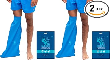 BLOCCS 100% Waterproof Cast Covers for Shower Leg- Swim Cover, Cast Bag for Bath. Durable Cast Sleeve for Swimming - #ASL74 - Adult Short Leg Pack of 2