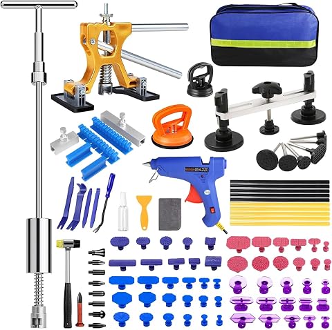 Auto Paintless Dent Removal Kit – Adjustable Paintless Dent Repair Tool for Auto, Motorcycle, & Metal Surfaces, Complete Car Dent Puller kit Quick Fix for Small & Large Dings, Hail Damage