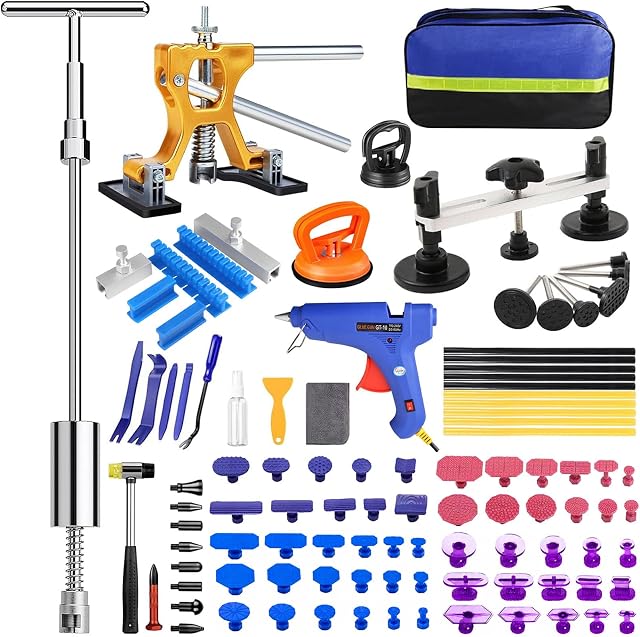 Auto Paintless Dent Removal Kit – Adjustable Paintless Dent Repair Tool for Auto, Motorcycle, & Metal Surfaces, Complete Car Dent Puller kit Quick Fix for Small & Large Dings, Hail Damage