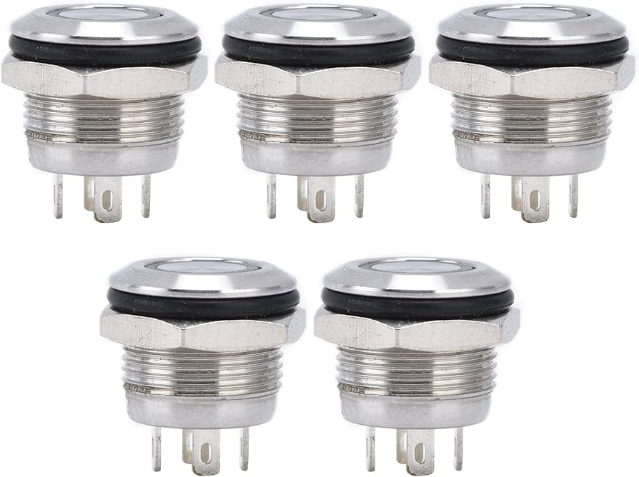 Pulsante Momentaneo 4pcs Pulsante Impermeabile In Acciaio Inossidabile On Off 12mm 2a 12v 24v 125v 250v Testa In Su - Foto 9