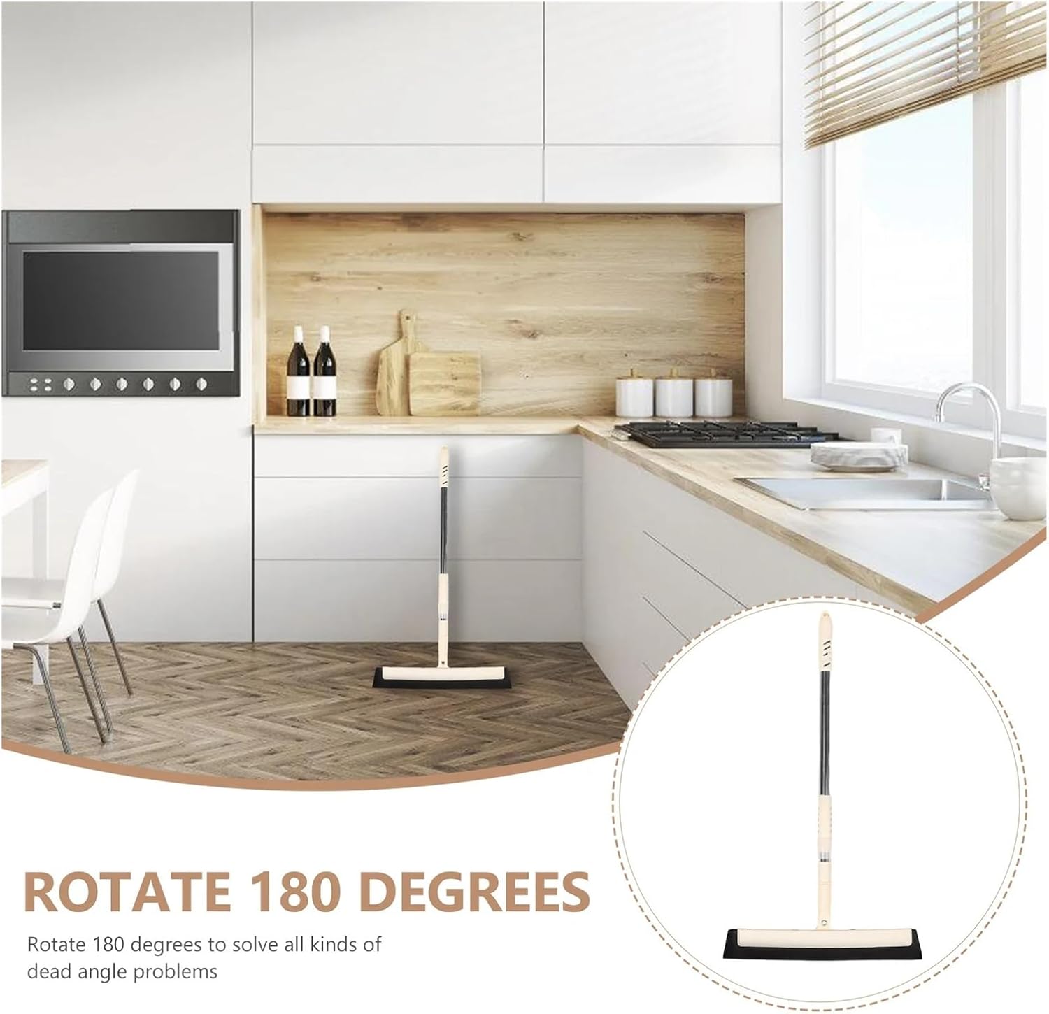 Stainless Steel Bathroom Squeegee Window Squeegee Windscreen Wiper Car Window Wiper Household Glass Cleaning Tool(White)