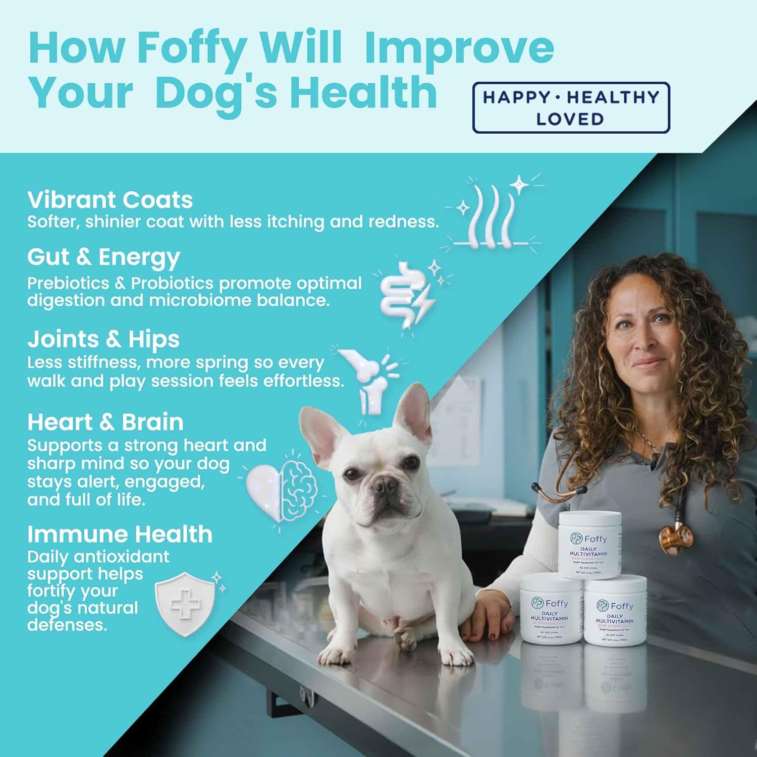 Daily Hip & Joint Multivitamin Soft Chew for Dogs with Superfoods, Probiotics, Plant-Based Omegas, kollaGen II-xs - Calms Skin, Reduces Inflammation, Improves Mobility & Promotes Longevity