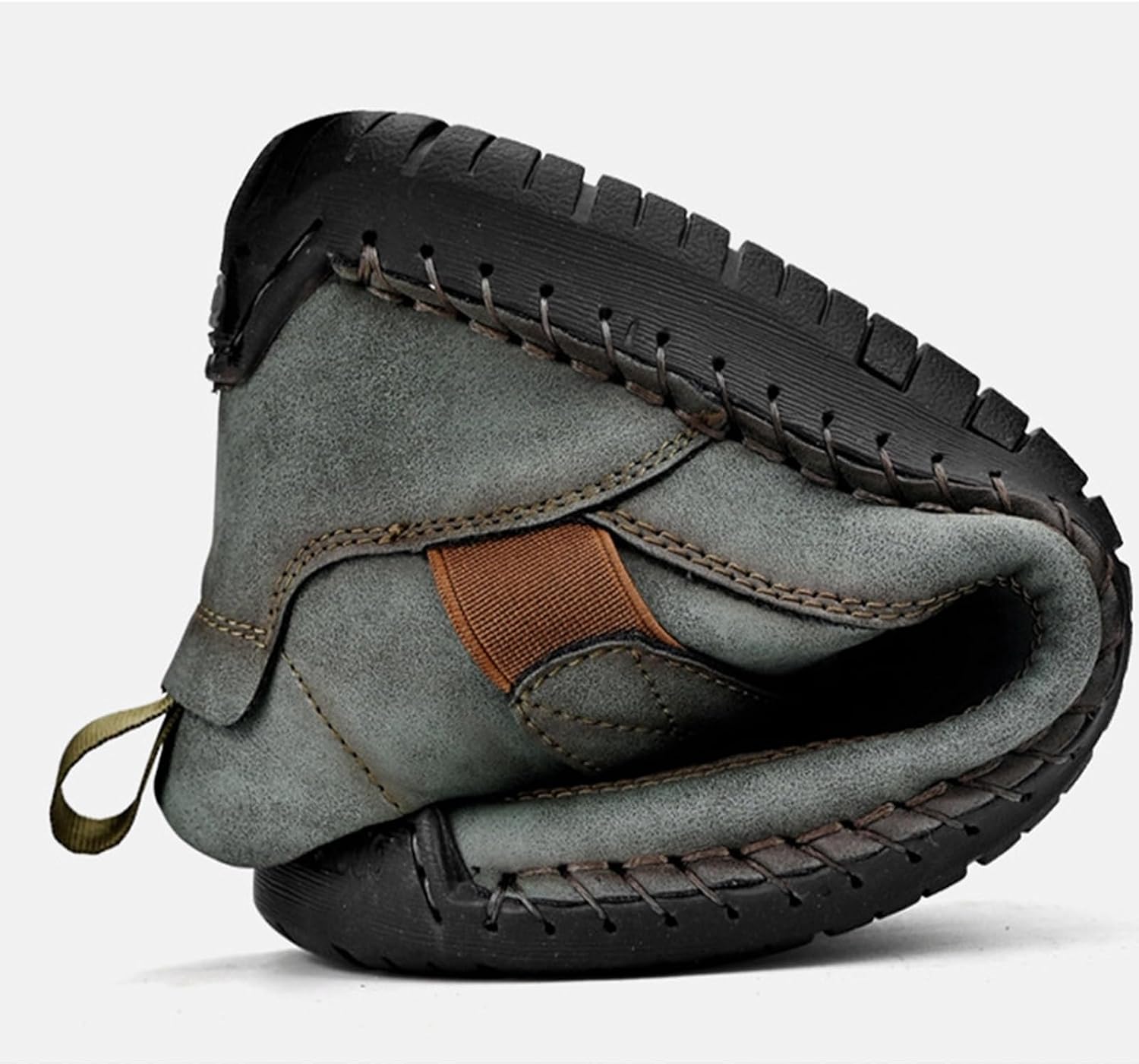 Mens Womens Leather Chukka Ankle Boots Shoes Waterproof High Top Genuine Leather Slip on Booties, Lightweight Trendy Comfortable Running Walking Shoes Outdoor Boots for Hiking Camping Driving