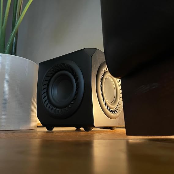 LITHEAUDIO Wireless Micro Subwoofer, 50W RMS Power, Plug & Play Setup, Wireless Connectivity, Works with Any Googlecast Speaker, App Control, Audio for Living Rooms, Bedrooms & Dining
