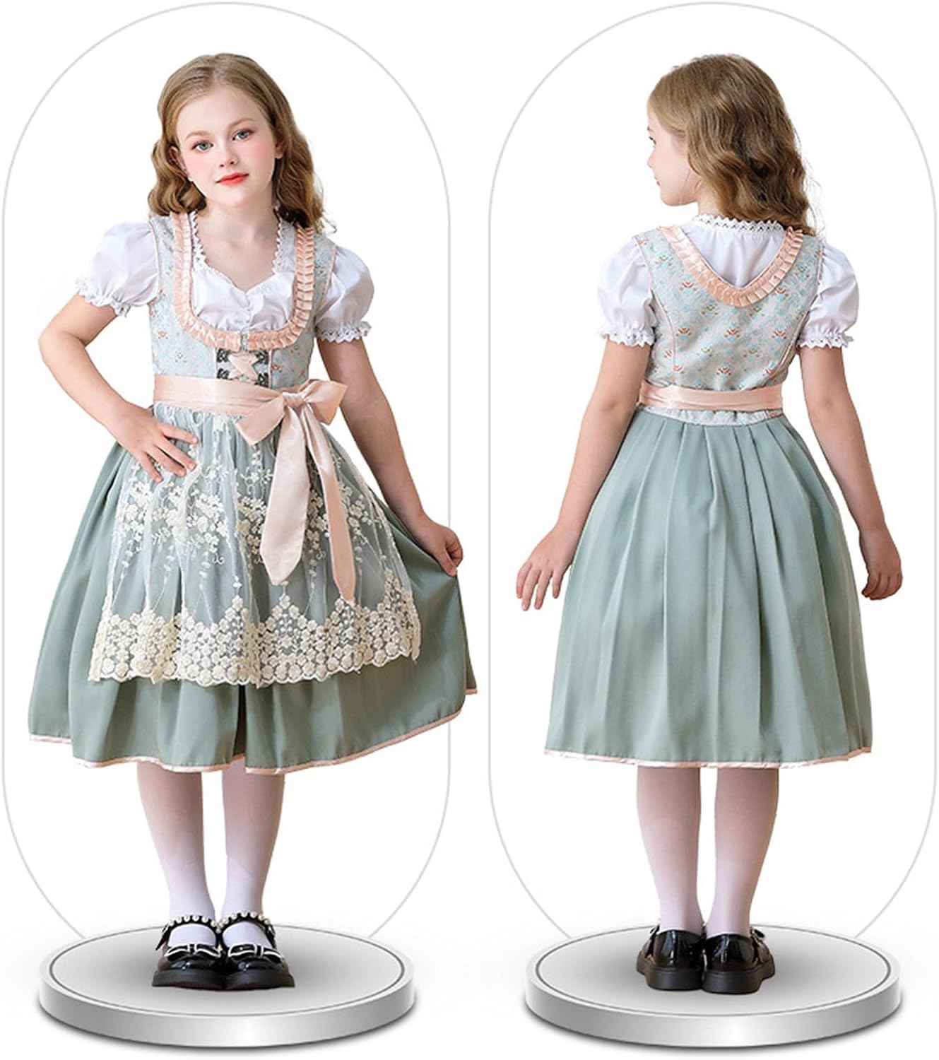 German Dirndl Oktoberfest Dress for Girls Short Sleeve Beer Dress Bavarian 𝐂𝐨𝐬𝐩𝐥𝐚𝐲 Halloween Performance Outfit