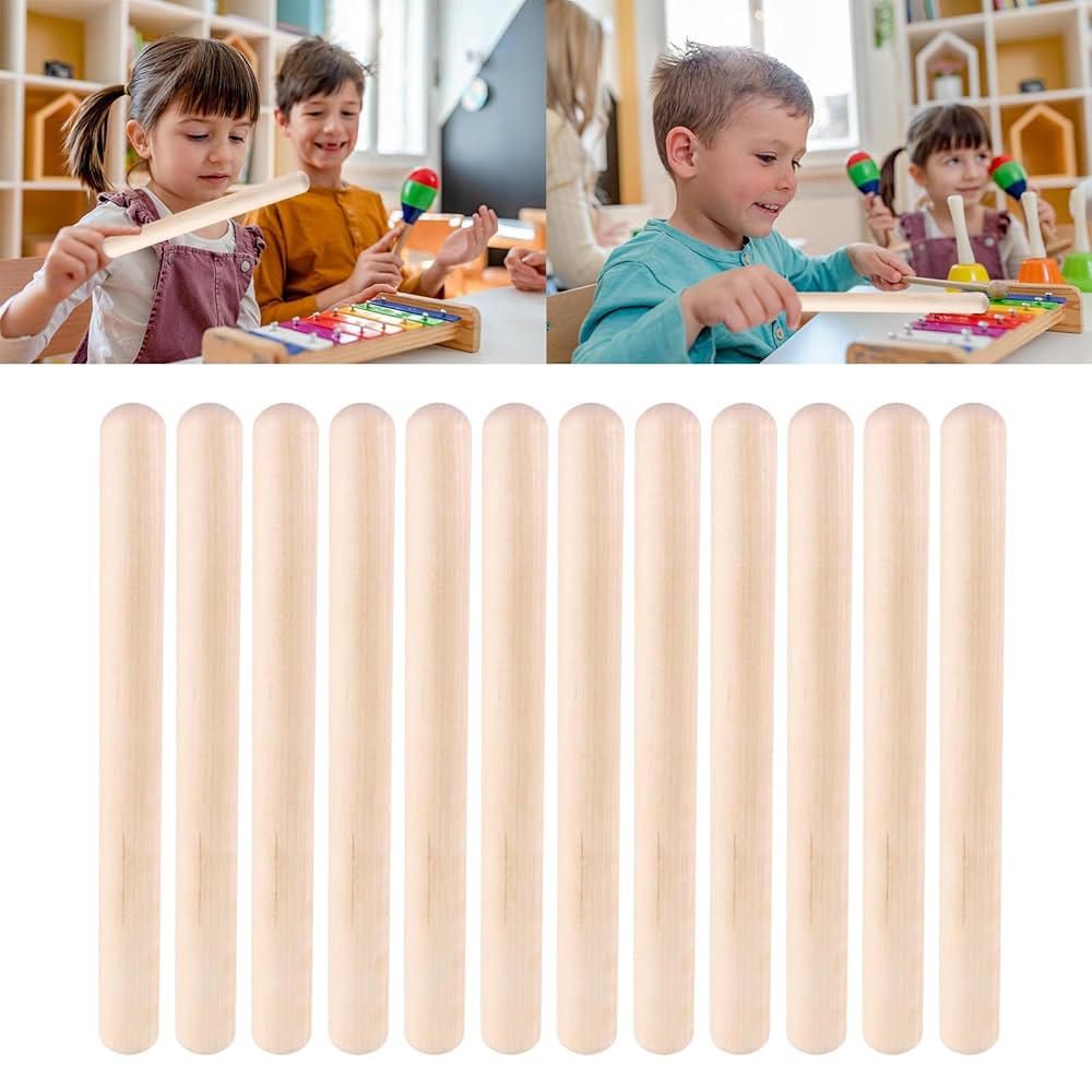 4x Holz Rhythm Sticks - Percussion Instrumente Für Kinder