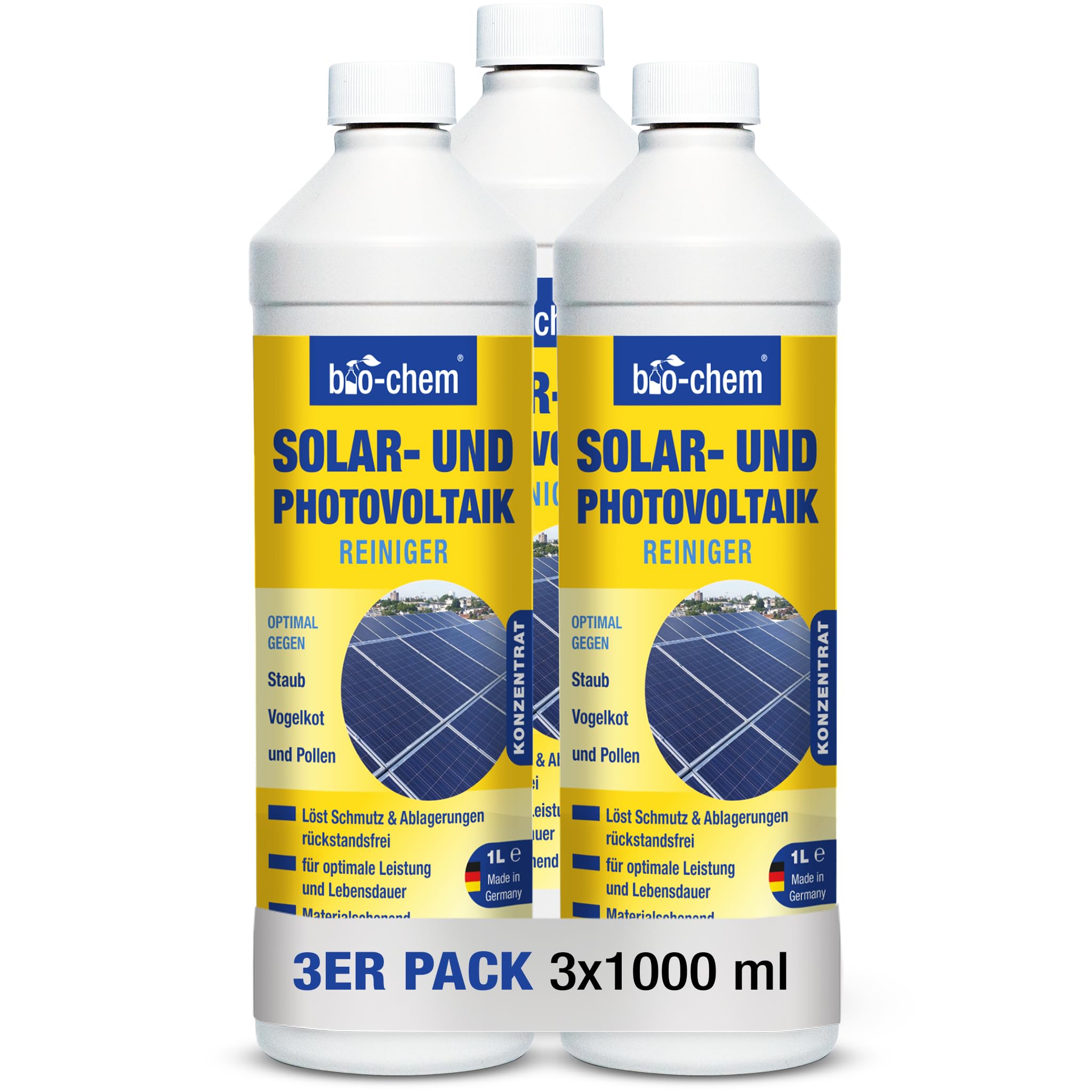 bio-chem Nettoyant solaire et photovoltaïque 3L | Diluable jusqu'à 1:20 - efficace en profondeur et ménageant les matériaux - Made in Germany