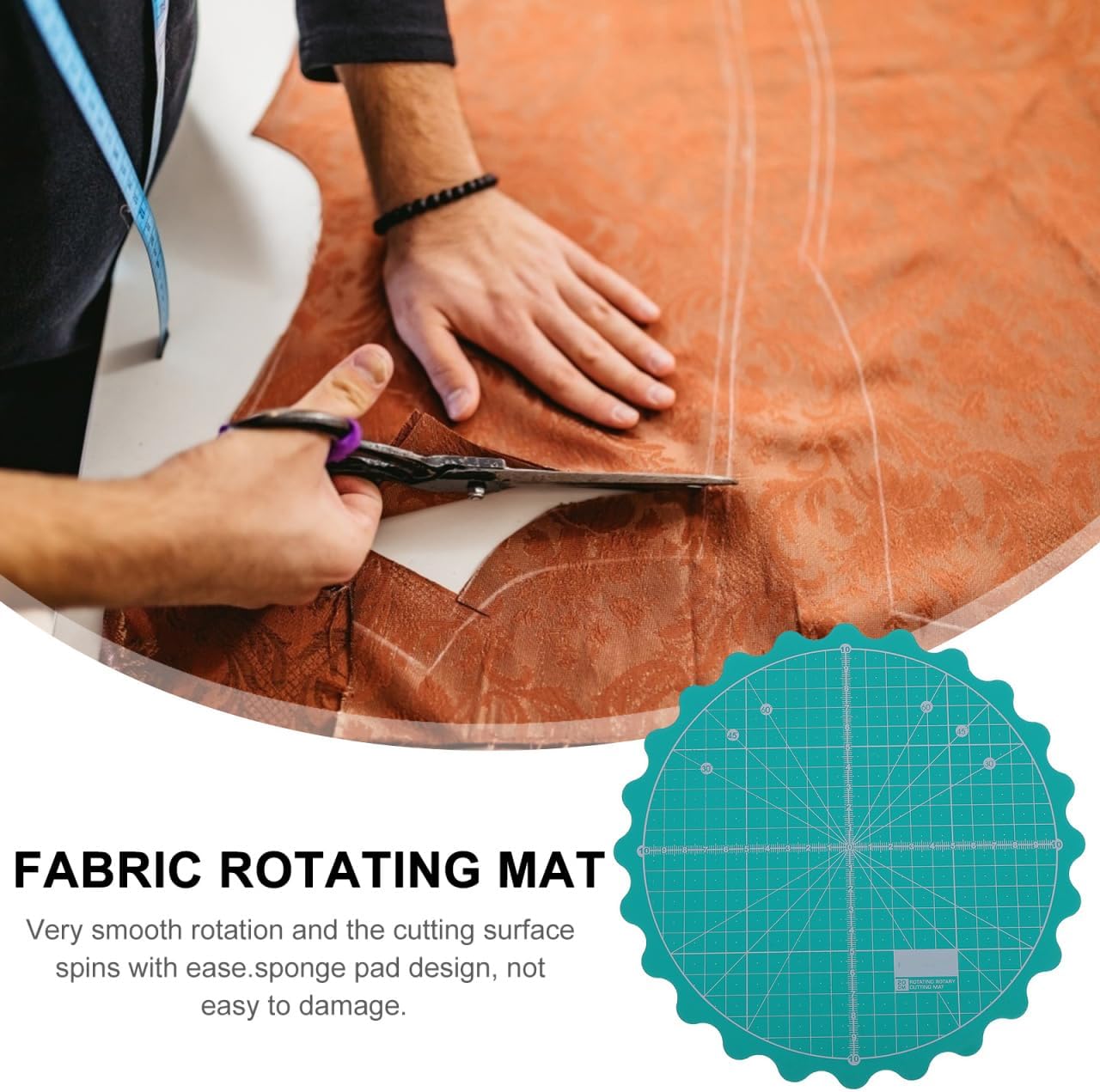 IMIKEYA 360 Rotating Self-Healing Cutting Mat 20cm/8" Precision Fabric Cutting Board for Sewing, Quilting, Crafts Projects, Durable Surface