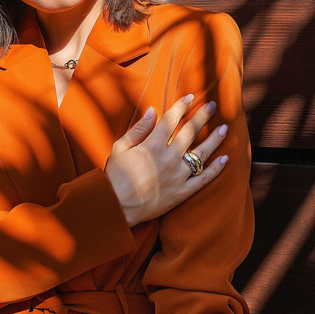 Two-Tone Cross Chunky Bands Statement Rings for Women and Men Infinity Interlocked Rolling Criss Cross Rings Cocktail Enhancer Finger Adult Jewelry - Image 4