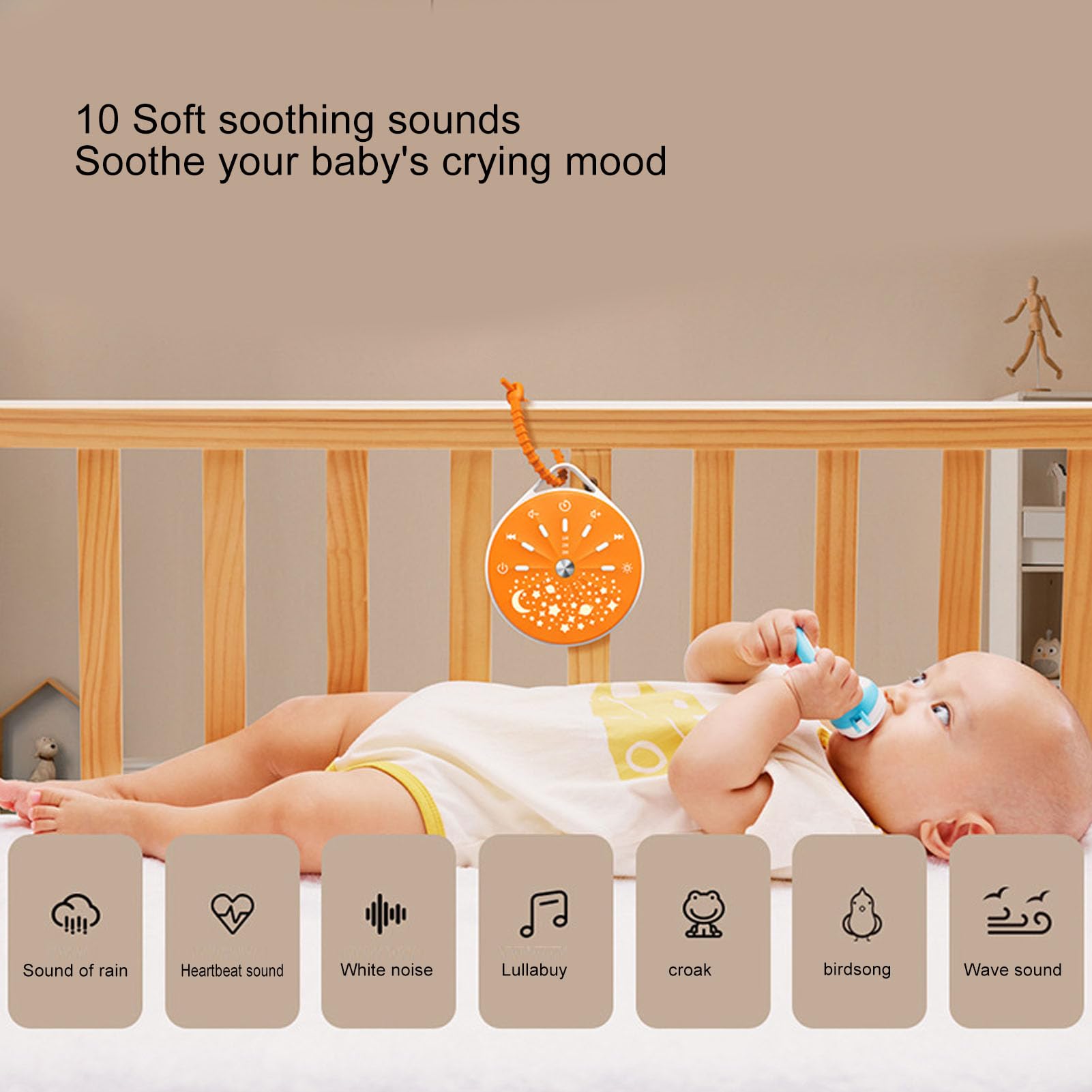 Máquina de Sonido de Ruido blanca Portátil, Máquina de Ruido blanca, Máquina de Sonido blanca para Ayuda para Dormir con 10 Sonidos Control de Volumen para Ayuda para