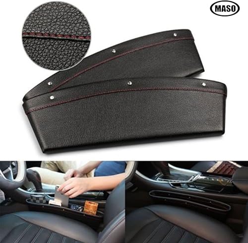 Miniatura 2 de Organizador de bolsillo para asiento de automóvil, 2 piezas, organizador de bolsillo de automóvil, de cuero negro, caja de almacenamiento para