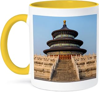 3dRose Temple of Heaven and Hall of prayer for the Harvest, Beijing, China 15oz Two-Tone Yellow Mug
